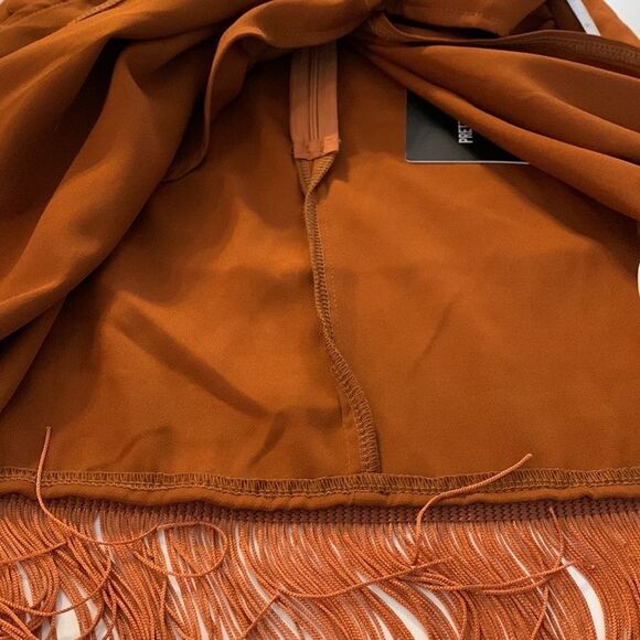 𝅺pretty little thing wrap fringe mini skirt size 4 twist front - Picture 11 of 11